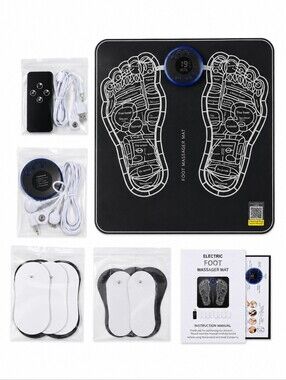 Phixnozar EMS Foot Massager Mat w/ Remote + Electrode Pads – New